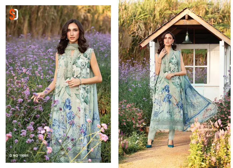 Maria B Chikankari Vol 19 By Shraddha Cotton Dupatta Dress Material Orders In India